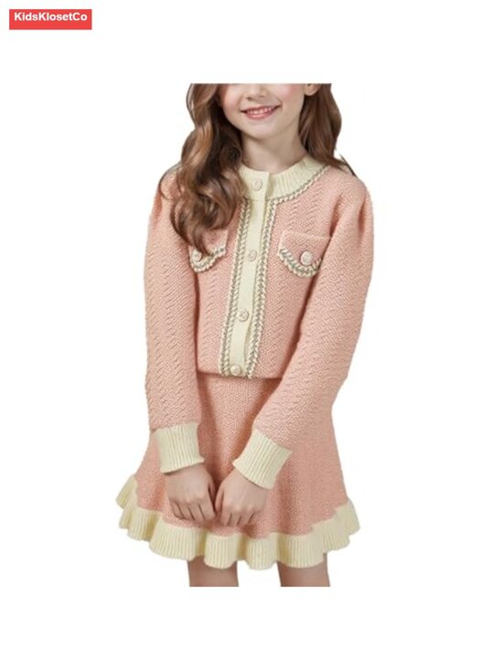 Other - Toddler Girls Cable Knit Cardigan Sweater and Skirt Set 2-7 Years